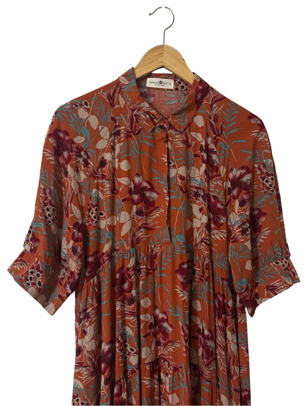 Natural Life Rebecca Tiered Midi Dress in Rust / Orange Sz Large NWOT - Picture 7 of 10